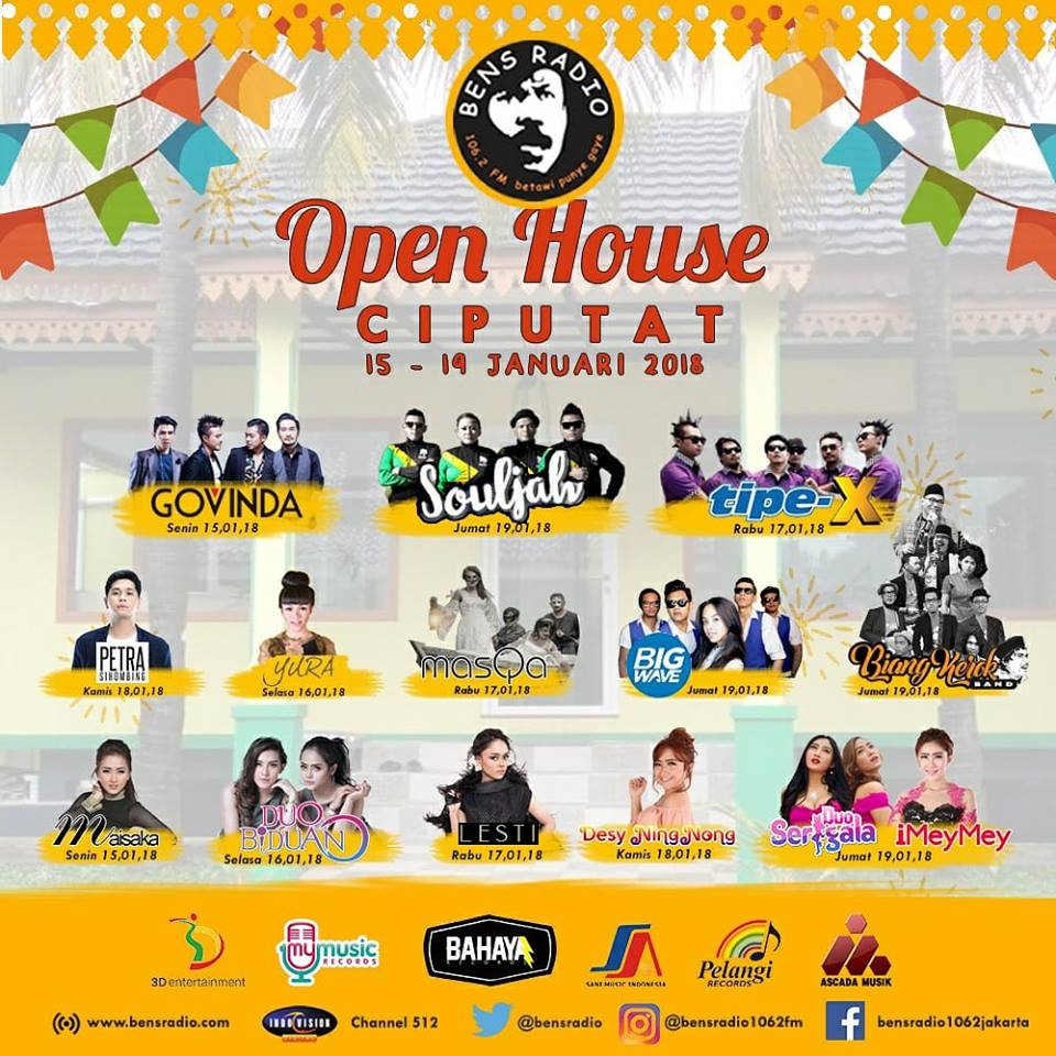 bensradio1062fm's tweet photo. OPEN HOUSE CIPUTAT @bigwavesounds @biangkerokband @maisaka26 @duobiduan @Lesti_Jenong_DA @desyningnong @duosrigala @imeymey_ @masqamusic Support by @3dent_id @mymusic.records @bahayarecords @sanimusicid @pelangi.records @ascada_id | 2 #BENSCIPUTAT https://t.co/eQgLf202RW