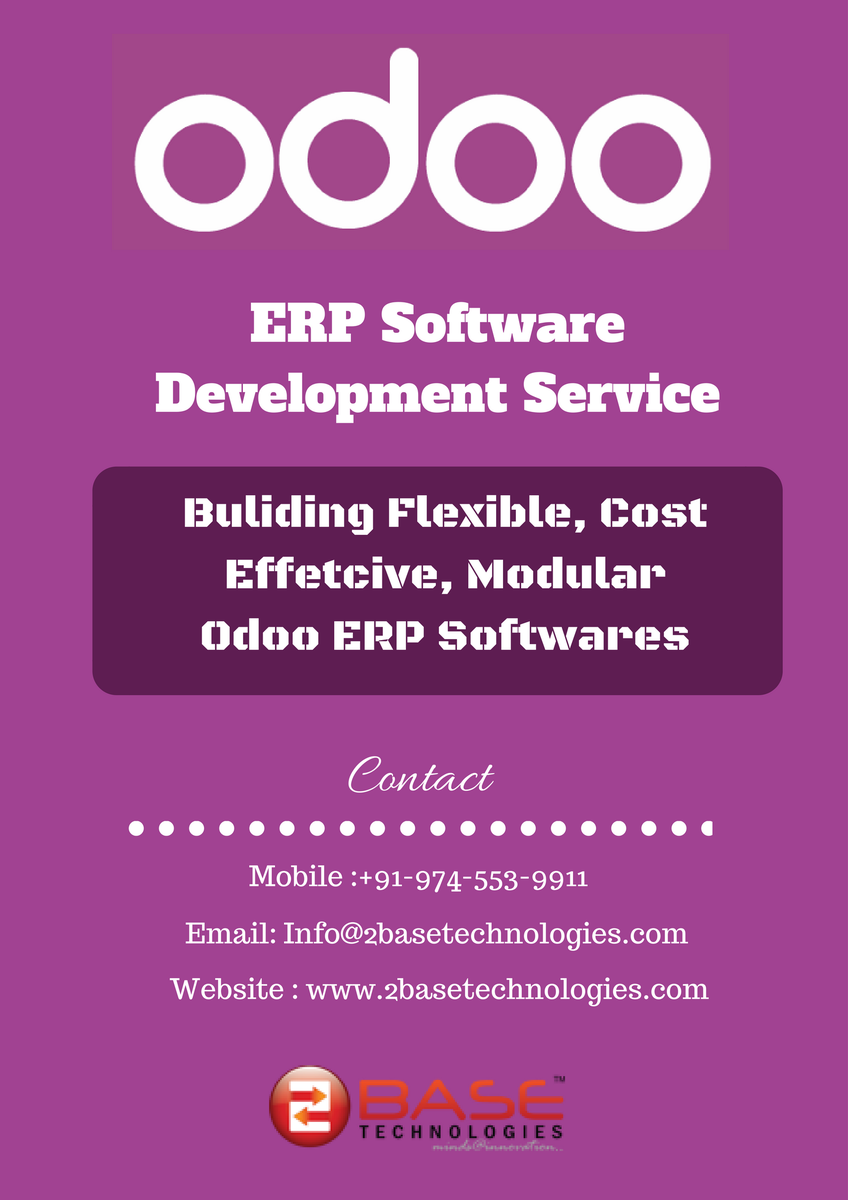 2basetech's tweet image. Transform your Business with Odoo ERP Software Development &amp;amp; Elevate ROI of your Business. Hire Odoo ERP Developers for your Projects Today!
For More Details Visit  ▶ bit.ly/2CP8Qc4
Mail :Info@2basetechnologies.com
#odoodevelopment #odooerpsoftware