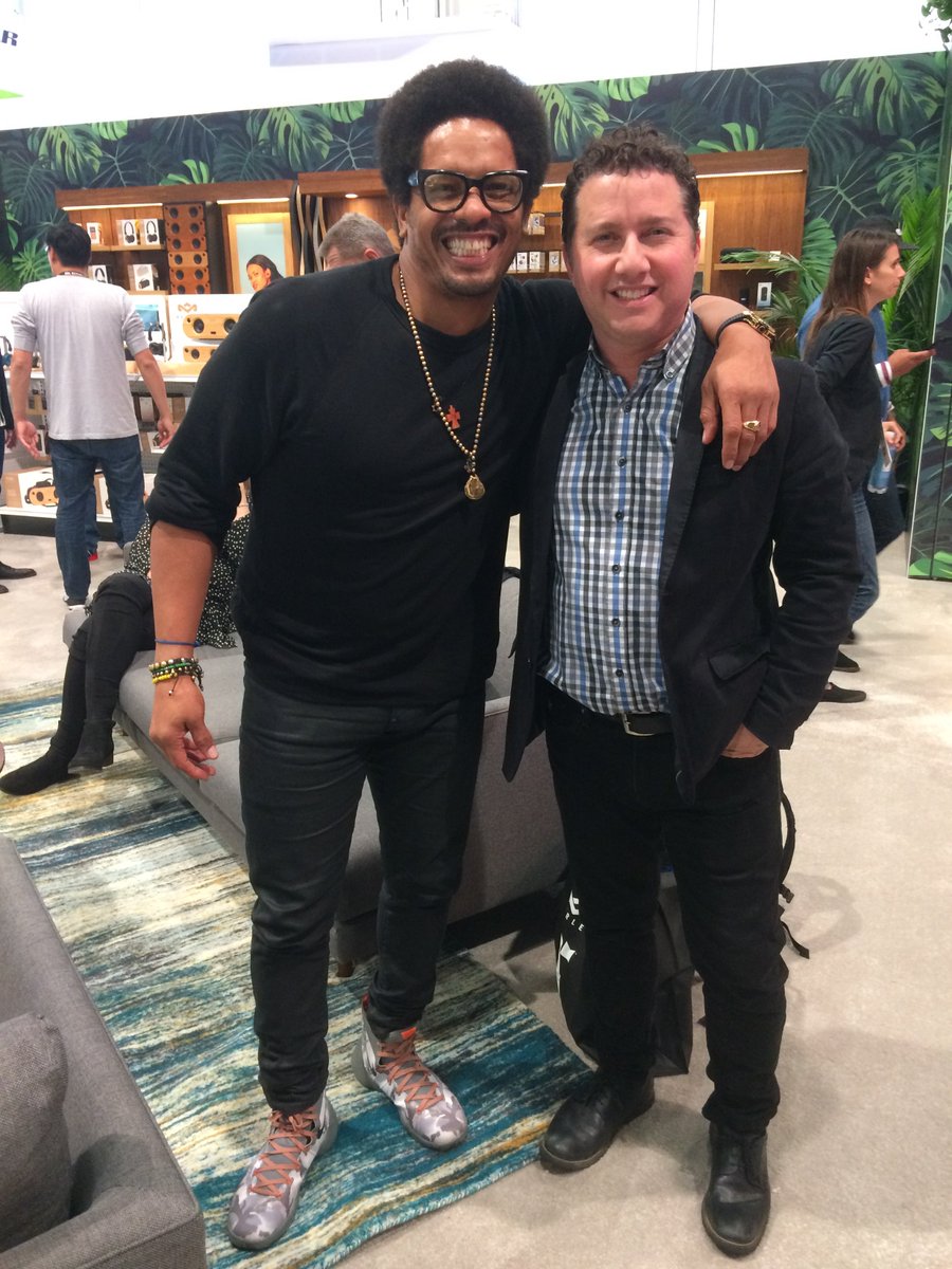 Always fun to talk with <a href="/Romarley/">Rohan Marley</a>. So humble and nice. The <a href="/houseofmarley/">House of Marley</a> #CES booth was awesome this year. I reminded Rohan that he once gave me his business card so we can get into the Jamaican hot sauce business together. LOL. #Respect #OneLove <a href="/HouseofMarleyCA/">House of Marley CA</a>