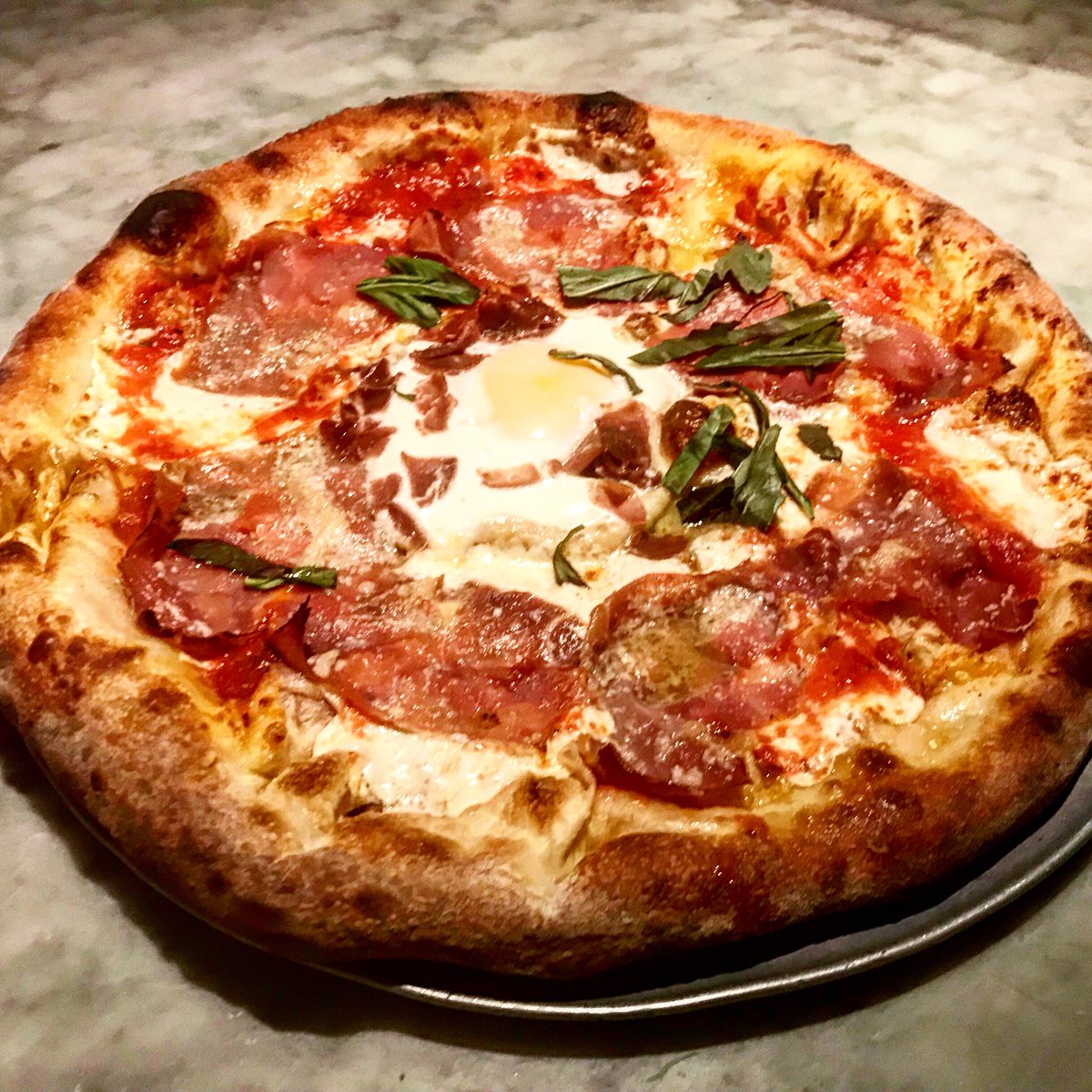 HarrysItalian's tweet photo. No words needed.. Prosciutto, mozzarella, egg and a sprinkle of fresh basil.. #harrysitalian #youneedthisinyourlife https://t.co/TA10ZkIjB5