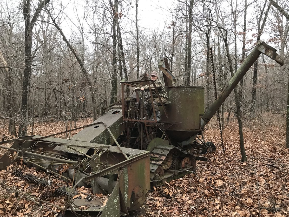 stephensfarm's tweet image. My great grandfathers combine. Needs a shot or two of grease and should be ready to roll. #trackmachine