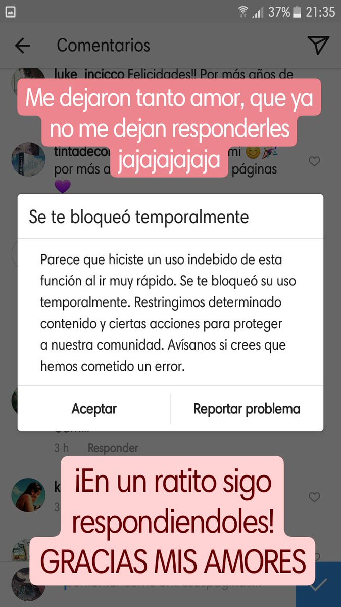 entresuspaginas's tweet photo. Respondí toooooooooodos los hermosos mensajes que me dejaron y de golpe... jajajajajajaja ¡Se subieron a mitad! Prometo que cuando me desbloqueen, les respondo mis amores ♡ #InstaCensura #InstaCaca #InstaAmargo 😂 https://t.co/SGQJeW6D1d