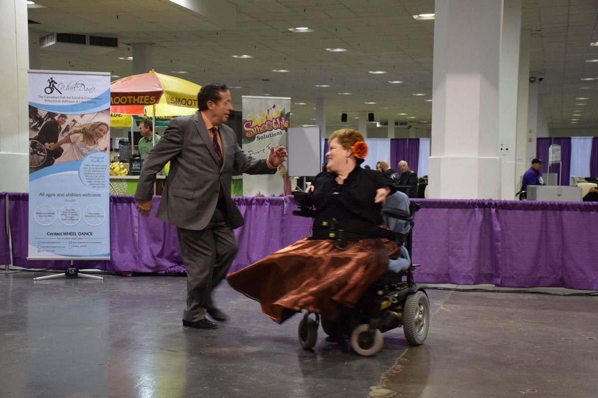 AbilitiesExpo's tweet photo. WHEEL DANCE is back to "cut a rug" at #AbilitiesToronto next weekend! Come and learn some sweet ballroom and Latin dance moves! Be sure to share the good news with your friends. #wheelchairdance #adaptivedance #wheeldance #disabilitylife #lifeonwheels #wheelchairlife https://t.co/aJkvqmY1kC