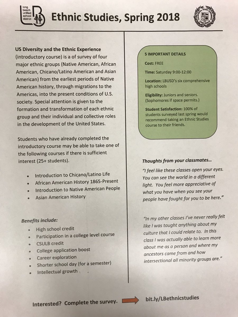 Michael Navia on Twitter: "Reminder, the last day to sign up for the CSULB Ethnic Studies class is Friday, January 19th. You can earn college credits next ...