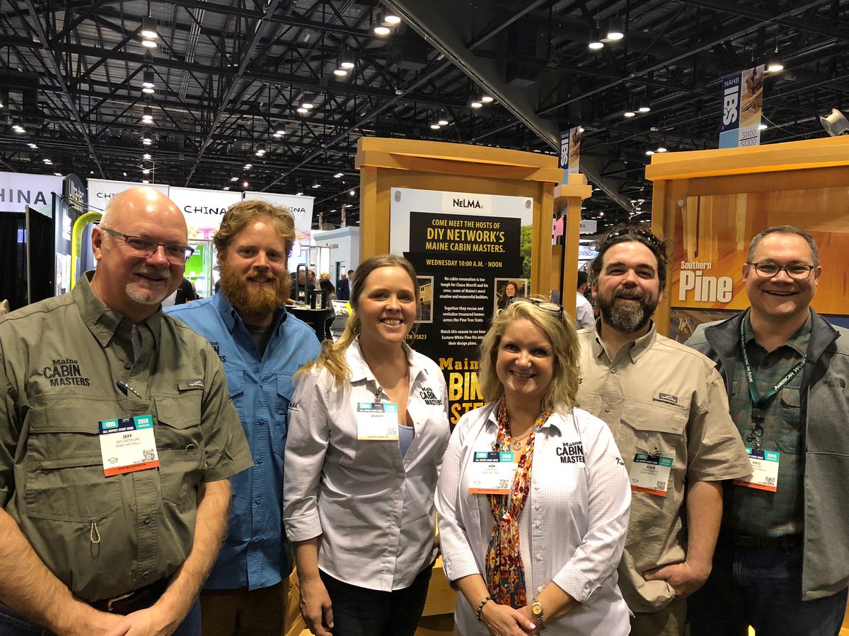 Northeastern Lumber Manufacturers Association) and the crew from DIY’s hit show, Maine Cabin Masters! <a href="/iNELMA/">NELMA</a> #IBSorlando #IBS2018POTD #BPDMERCH #BuildingProducts