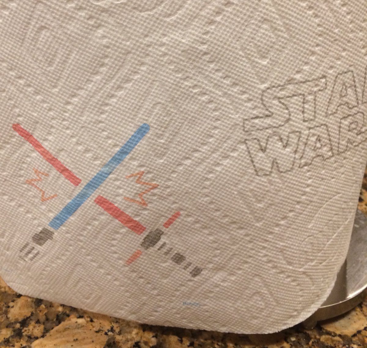Trisha_Lynn77's tweet photo. One of the many perks of your #BFFs and fam staying with you...they bring home #StarWars paper towels!! 🤣 #lightsabers 
@dlabdo @heatherway284 https://t.co/R3rkopx64g