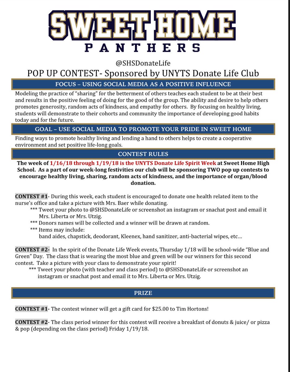 Donate Life sponsors latest contest.