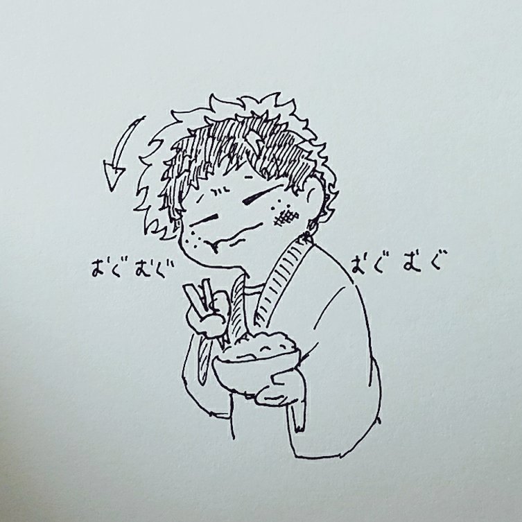 轟くんお誕生日かぁ〜何かしたいなぁ〜って思いながら、抜歯跡地にご飯が入らないよう首傾げて食事してる。
細心の注意を払っているので変顔になっている。 