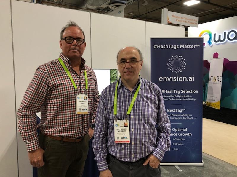 BryanMinorPhD's tweet photo. Great time talking with Stephen Wolfram at #CES2018 today about our #BestTag for Instagram #HashTags optimization. #Mathematica was intregal to our research. #BestTag is implemented as #API #microservices in #Python using #TensorFlow running on #AWS. https://t.co/ImRV0B4r62