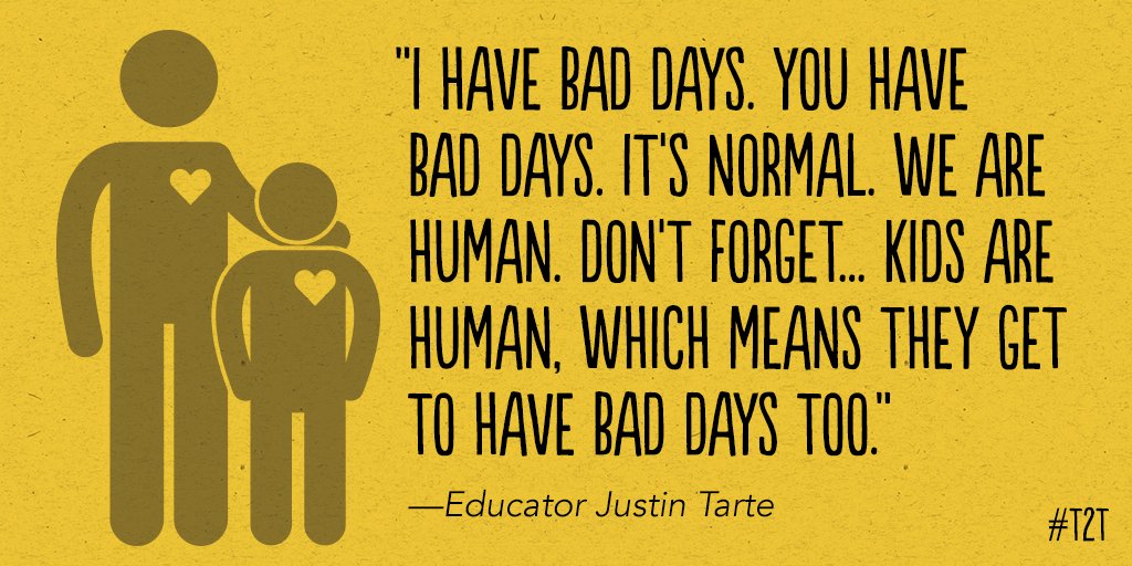 teacher2teacher's tweet photo. Tough days happen for everyone, says educator @justintarte. #WednesdayWisdom https://t.co/tKAuclWCc3
