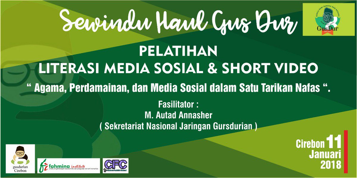 GUSDURianCerbon's tweet photo. Sedang berlangsung, Pelatihan Literasi Media Sosial dan Short video.  rangkaian #SewinduHaulGusDur  #Cirebon cc @GUSDURians @AlissaWahid @autad https://t.co/bVYn1JqwHq