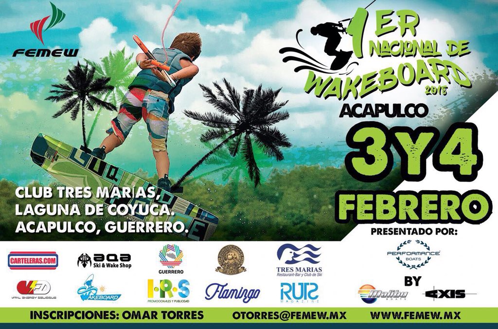 esquimx's tweet photo. Cada vez más cerca!!! 1er. Nacional de #Wakeboard2018 Feb. 3 y 4 en el Club Tres Marías, Acapulco, Guerrero. Checa la convocatoria e inscríbete https://t.co/adwsIjTN9d https://t.co/wzJt7ydvx8