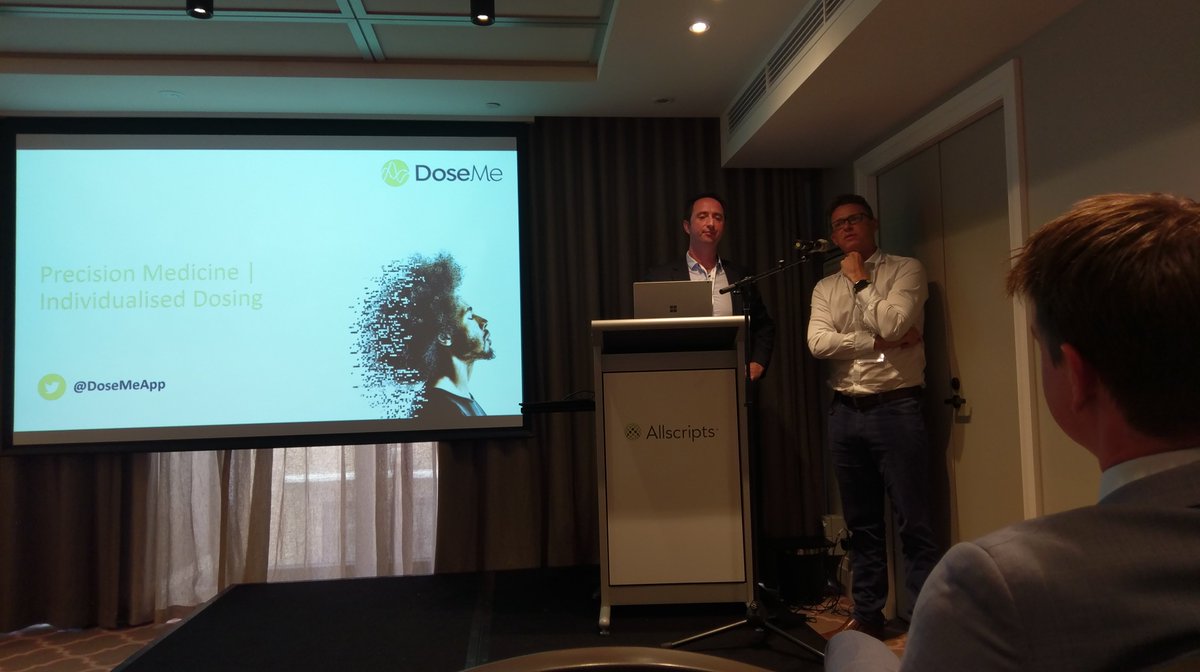 DoseMeApp's tweet image. It&apos;s a new year and our @charlesbcornish is rocking it out at @Allscripts innovation event with @MicrosoftAU. Did we mention we&apos;re excited @DoseMeApp is a member of Allscripts developer program 😁 #aie2018
