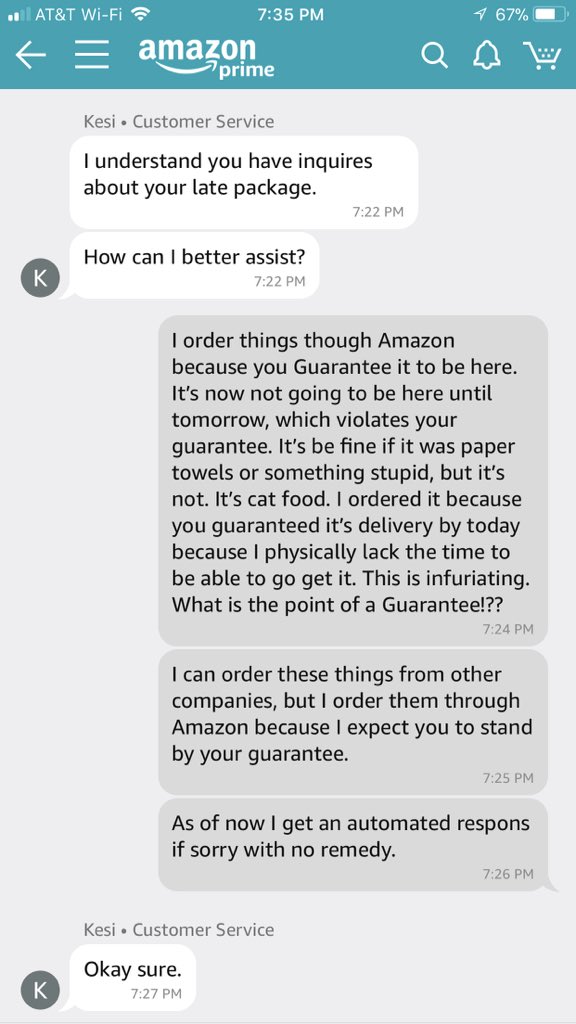 JoshTurner's tweet photo. @Amazon_US  thanks for not standing by your guarantee. Your customer service rep who helped me, disconnected from me after asking if you stand by your guarantee. I’ll start ordering elsewhere. https://t.co/QJFtV3aPKa