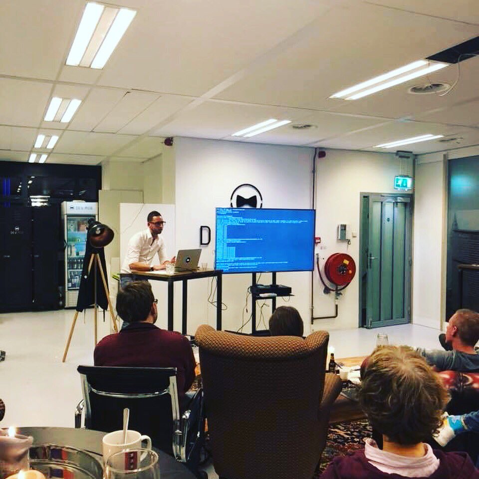 BOLTANDCOMPANY's tweet photo. Big SO to @TijmenWierenga and his kick-ass live demo of #Docker #Swarm @Docker #CodeCannoli https://t.co/cJYrrl6hrf