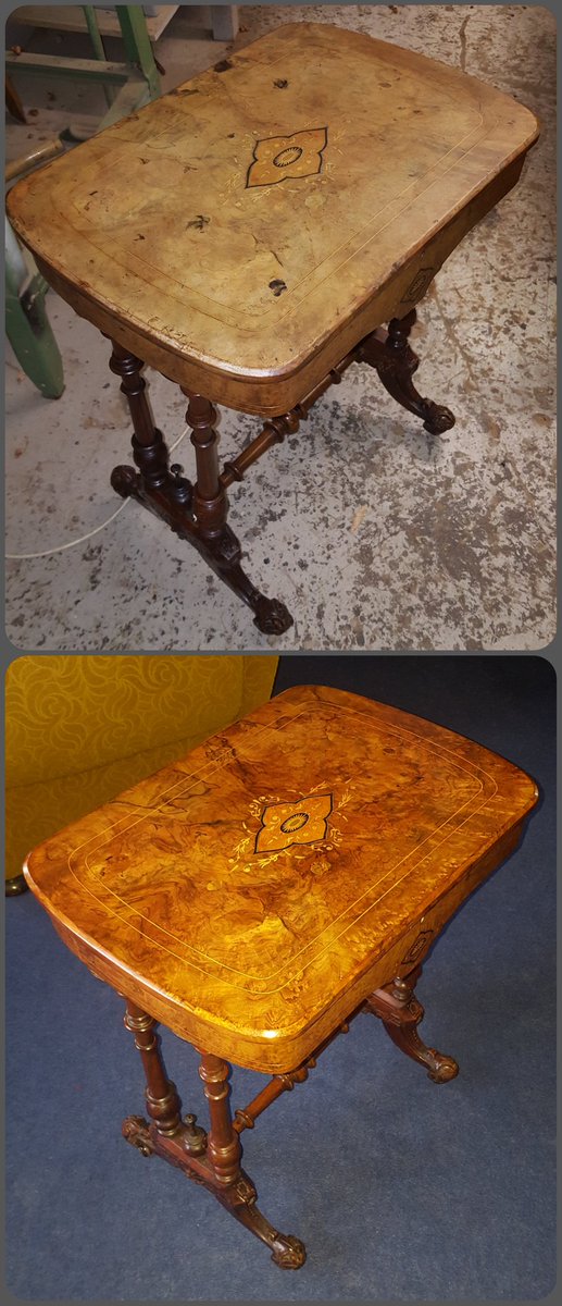 brownsresto's tweet photo. Stripped and French polished the top of this faded victorian sewing table, looks so much better!
#restoration #frenchpolishing #antiques https://t.co/PEnPSKXtfk