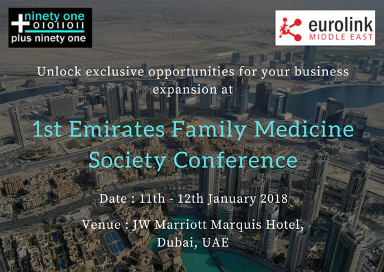 plus91's tweet photo. Organised by Eurolink Middle East Event Management, the 1st Emirates Family Medicine Society Conference will take place at JW Marriott Marquis Hotel, #Dubai from 11 - 13 Jan 2018. @EurolinkMedical @efmsconference @JWDubaiMarquis #EFMS2018 https://t.co/8ZVNzbWX0A