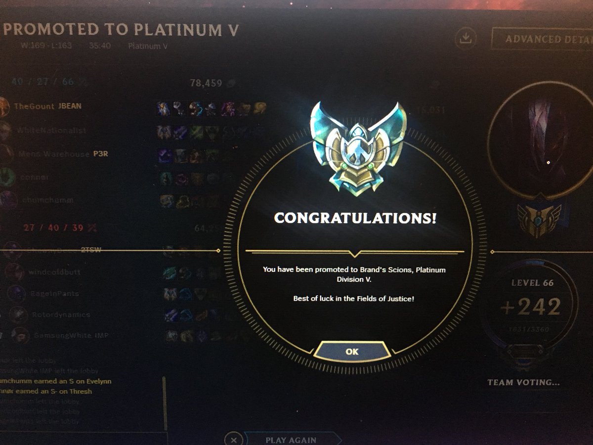 The_Gount's tweet photo. Welp, played league all day for my birthday and got plat again 🙃 #BirthdayPower https://t.co/dq0evXQNkk