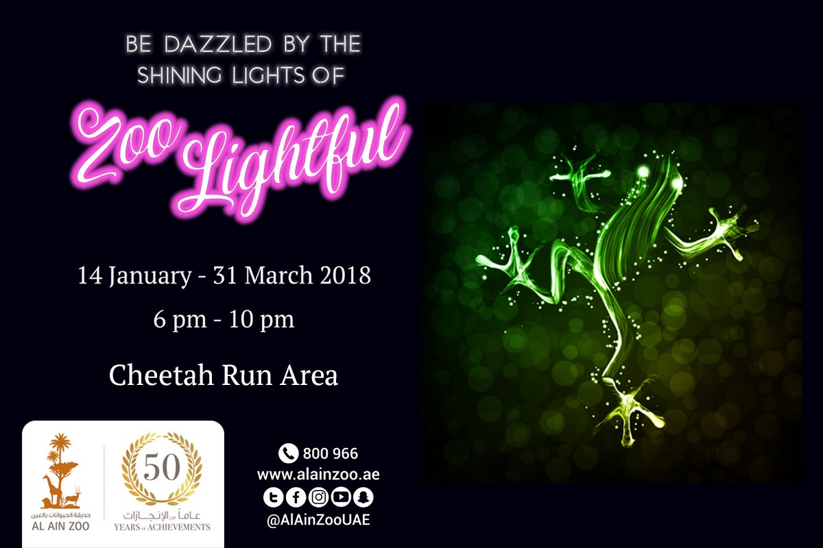 AlAinZooUAE's tweet photo. Different shapes, and bright colors decorate our zoo
Don’t miss #Zoolightful
14 January – 31 March 2018 https://t.co/AX4G5dswab