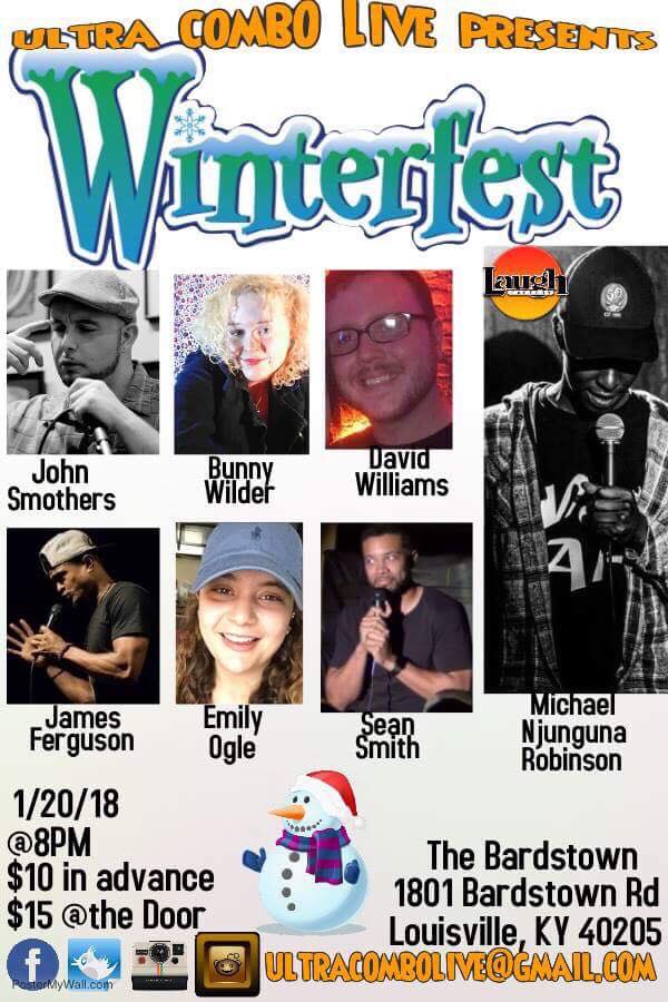 BunnieWilder's tweet photo. #UltraComboLive brings you the #Live #StandUpComedy event ❄#Winterfest ❄ January 20th, 2018 🔥 Hot Line Up! ⬇Info below⬇ Tickets are on sale now! By yours online by emailing UltraComboLive@gmail.com or buy them directly from me-🐇 #GetWilder in #Louisville #Kentucky https://t.co/H4mcARb5uI