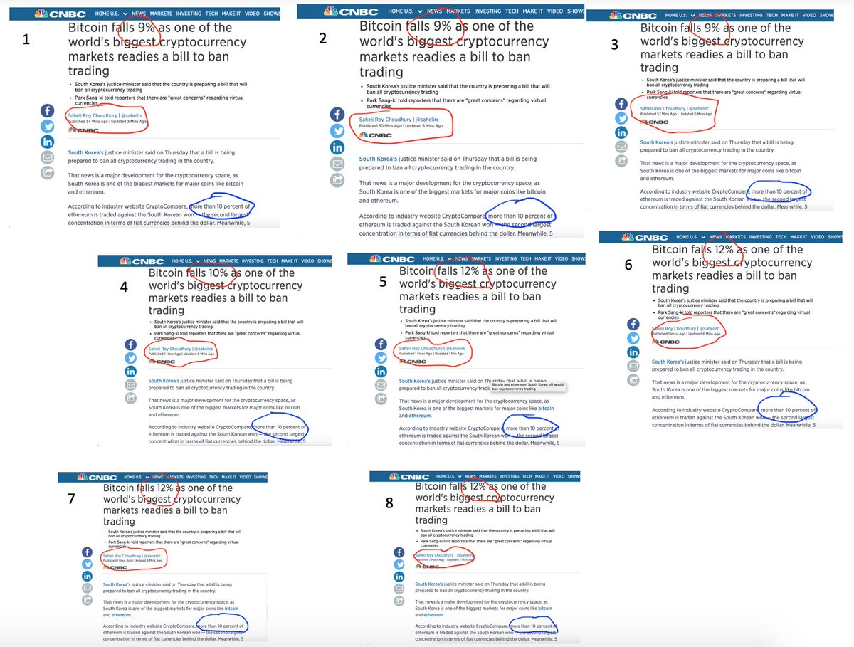 korayertan's tweet photo. @CNBC updated same news 10 times in an hour. good job guys. 
keep manipulating $BTC $ETH https://t.co/1xHYnV0Yb4