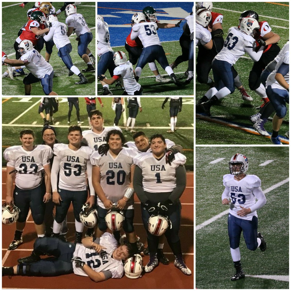Talangford95's tweet photo. USA Football scrimmage tonight for the U17 Stars against Canada went great! @Treymitchell54 &amp; his team played so good. They are pumped &amp; ready to take the field Friday at AT&amp;T for the 2018 Internaional Bowl! #usnf #earnyourstars #teamUSA #makewpproud #center #IB2018 #U17Stars https://t.co/W77rRl8kmu