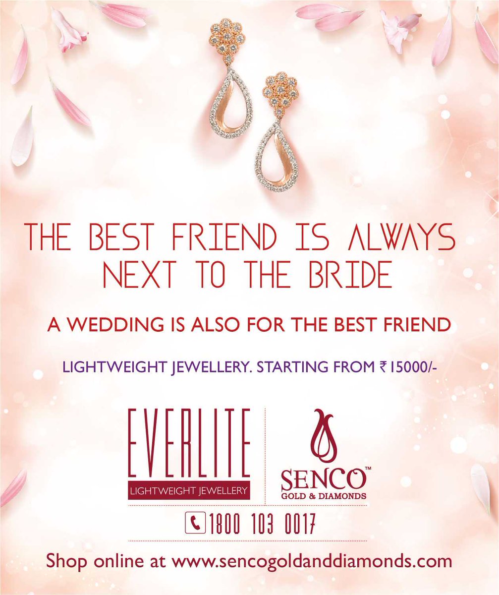 sencogoldindia's tweet photo. It’s your best friend’s time to shine and you’ll be there.  All eyes will be on her, but you’re not in the blind spot either. Look your best with the Senco Gold and Diamonds Everlite collection. #GiftYourLovedOne #EverliteCollection #KarigariForYoungIndia #SencoGoldAndDiamonds https://t.co/us8sj7TEg8