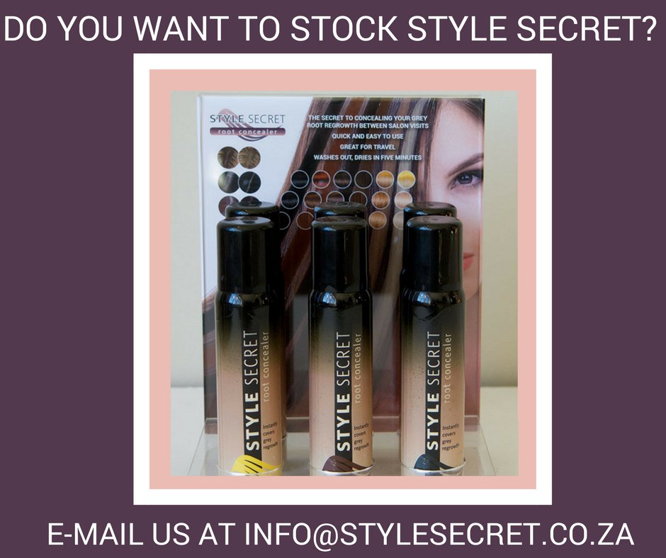stylesecret_za's tweet photo. Are you looking for new brands to stock in your salon? 
Style Secret is a quick &amp; easy solution for grey root regrowth that occurs between colour treatments. 
For more information follow the link (https://t.co/EIEJeGE55q) or e-mail us at info@stylesecret.co.za

#SalonStockist https://t.co/Y3tUCGMXK5