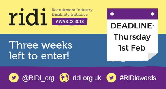 RIDI_org's tweet photo. The clock is ticking...#employers #recruiters share your #disabilityrecruitment story and enter the #RIDIAwards today https://t.co/A232cbYrsN https://t.co/npWDt47CnS