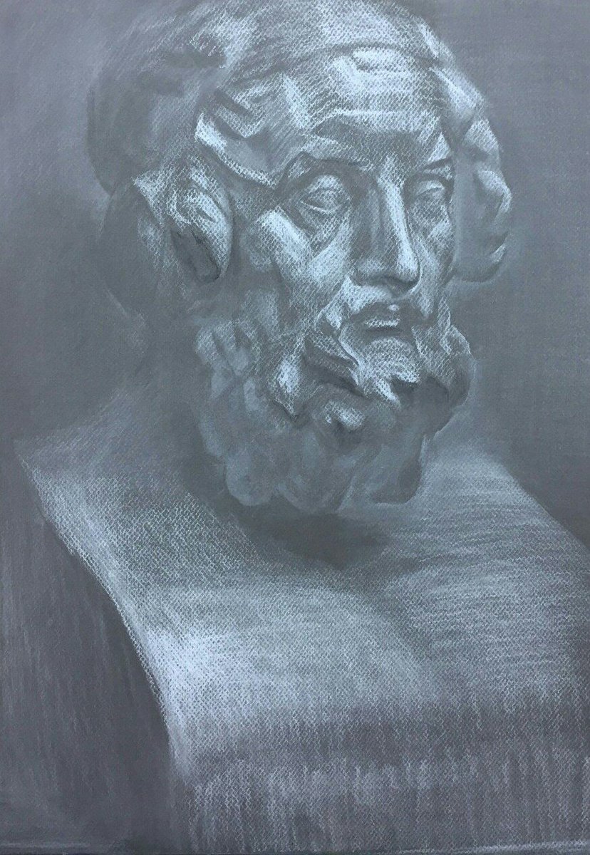 美学館デッサンスクール 公式 בטוויטר グレーのキャンソン紙に白コンテ
