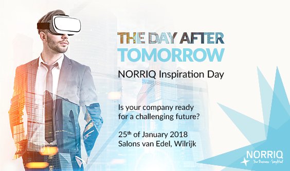 Join our Inspiration Day on 25/01: dive into the Day after Tomorrow with Peter Hinssen,tap into the future of Microsoft Dynamics &amp; how to realize the next step for your next business transformation with NORRIQ. goo.gl/P1hJhz  <a href="/hinssen/">Peter Hinssen</a> #NORRIQInspirationDay