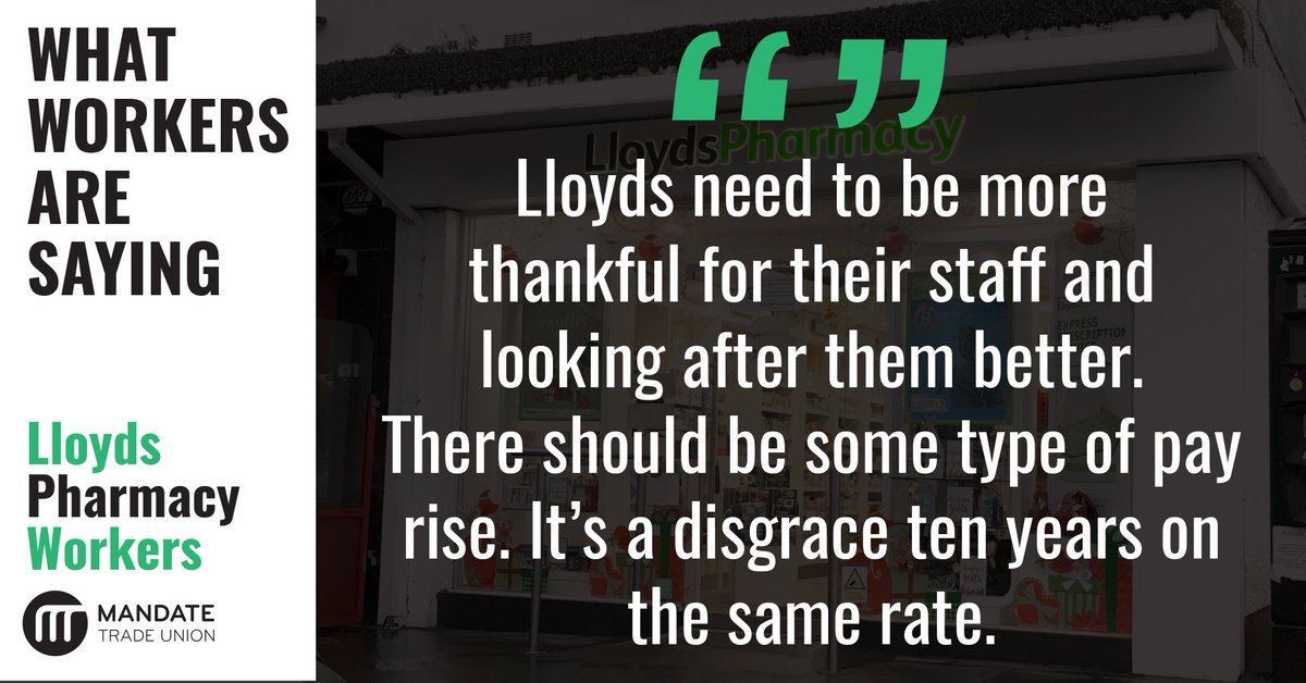 LloydsWorkers's tweet photo. LloydsPharmacy workers across Ireland are uniting to seek fairer conditions - including a pay rise and an incremental pay scale.

If you work for LloydsPharmacy but are not already a member of Mandate Trade Union you can join here: https://t.co/b4IJLYj10Q https://t.co/lhTl0rjf4W