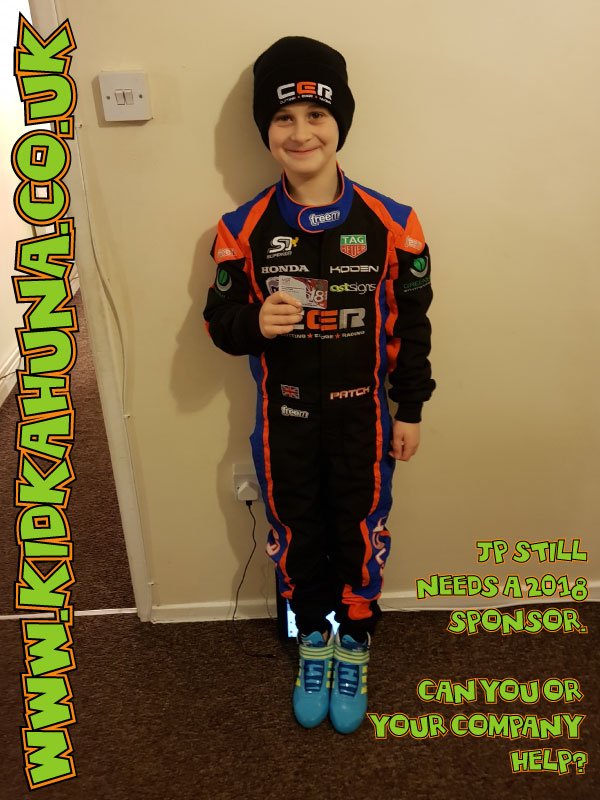 AbobeyIT's tweet photo. JP's race licence has finally turned up! Thanks to @GreenlineWaste for the suit too! New Adidas boots which JP bought with his Christmas money. Hopefully 2018 is gonna be a blast! STILL NEED SPONSORSHIP PLEASE!!! #speedy #msa #karting #f1 #btcc #rapid #fun #parentingdoneright https://t.co/NjVrB4bLFE