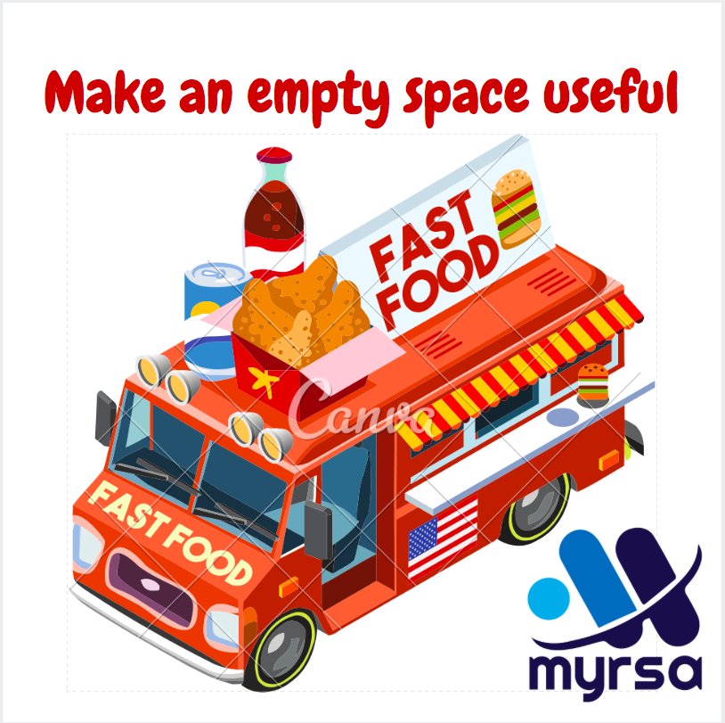 MyrsaTech's tweet photo. Renting your parking to a #FoodTrucks can help you Earn! Be a #renter now! List any empty space you know on myrsa.in for free! https://t.co/ObNSreDKsT