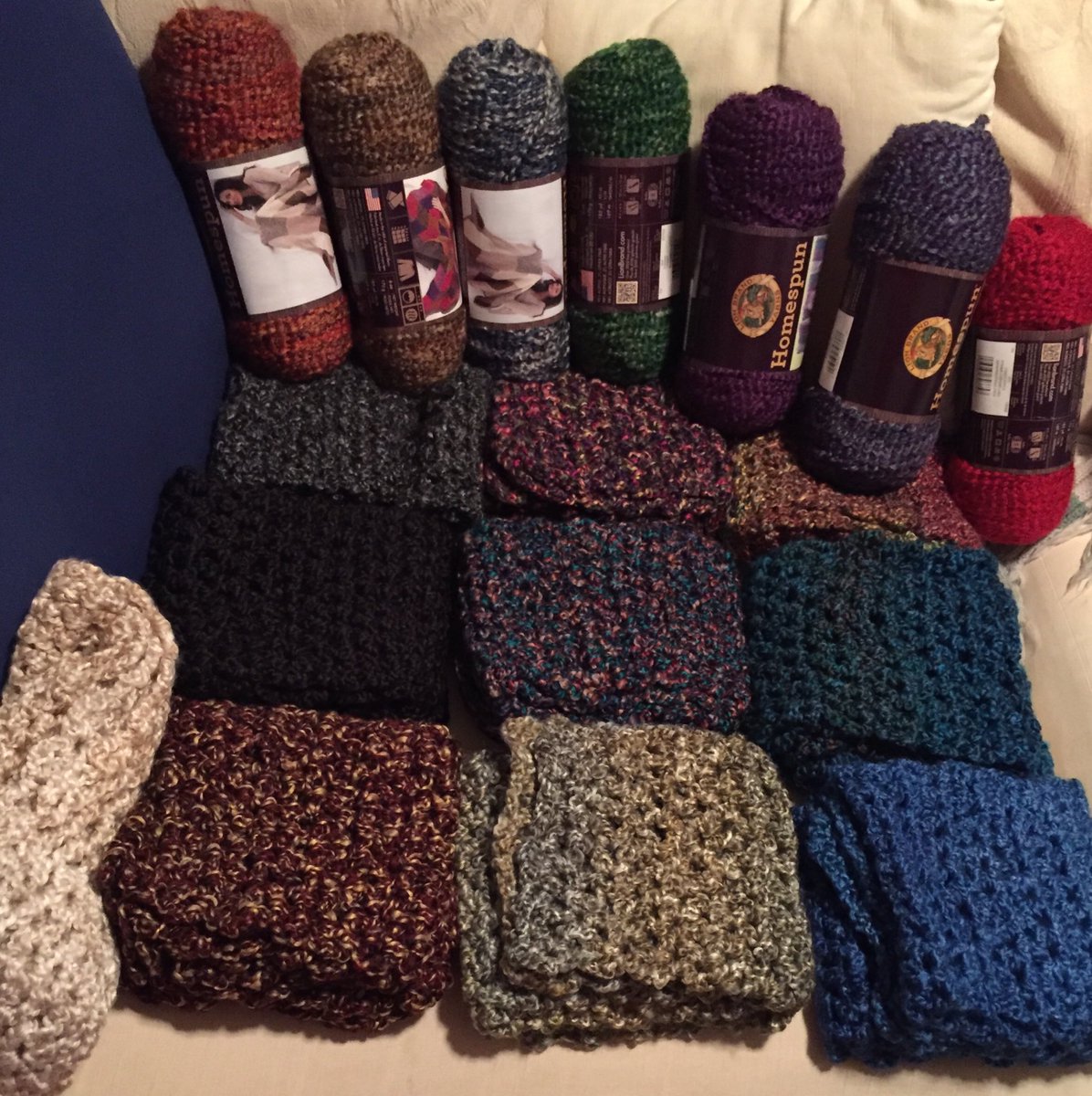 skyepuppy's tweet image. Trying to decide which color scarf to make next. Giving care packages to homeless soon, and my contribution is scarves that can double as pillows.
#HelpForHomeless