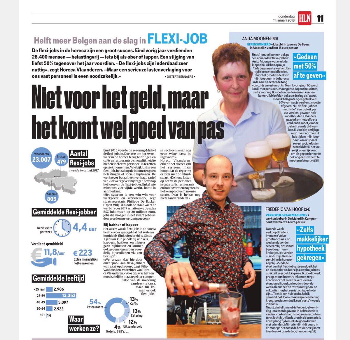 debackerphil's tweet photo. Dit is waarom ik zo hard gestreden heb voor de uitbreiding van flexi-jobs. Mensen die een centje willen bijverdienen, kunnen dat onbelast doen. Mooie verhalen @HLN_BE Ook werkgevers helpen we op deze manier vooruit. Win-win. Een flexi-job is top! https://t.co/xbuRnLGQBK