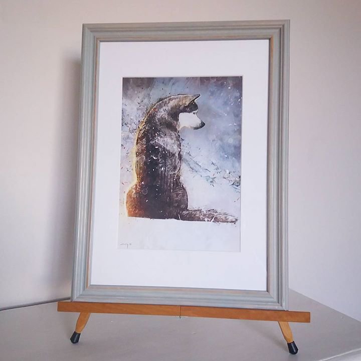 The month of January was named Wulfmonath (wolf month) by the Anglo Saxons. The bitter cold made it necessary for usually wary wolves, to enter villages in search of food. This altogether less menacing piece entitled 'Guardian Spirit' by Chris Greaves is still looking for a home!