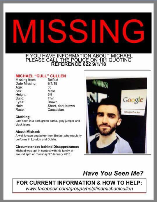 Please RT! Belfast man missing since Tuesday. Please help find Michael!