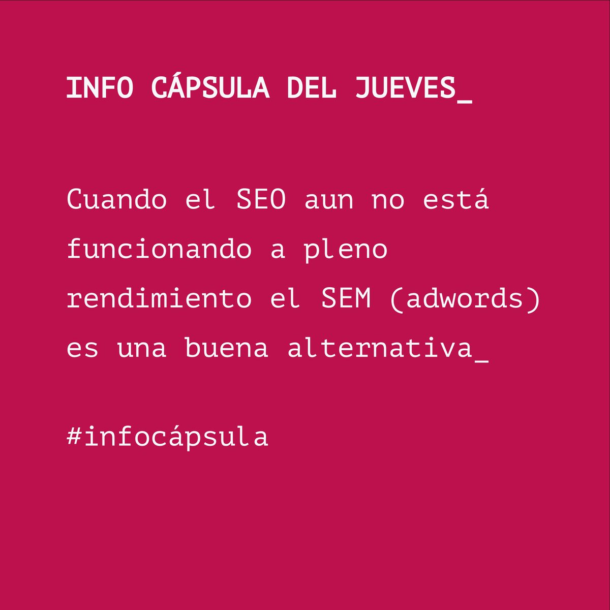 montsepenarroya's tweet photo. A veces, aunque lo hagamos bien, el SEO no es tan efectivo como quisiéramos... Esta #infocapsula 🚀 lo tiene en cuenta. #marketingdigital https://t.co/bunUn3dvds