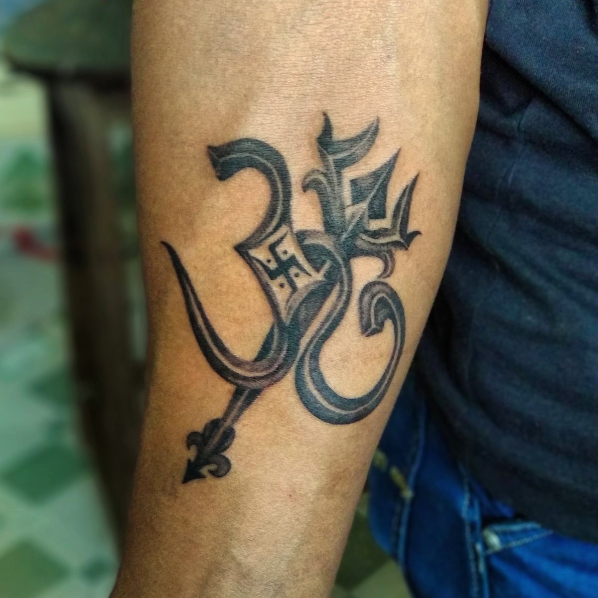 Trishul Om with Swastika Tattoo Waterproof Temporary Body Tattoo Boy and  Girl Tattoo  Amazonin Beauty