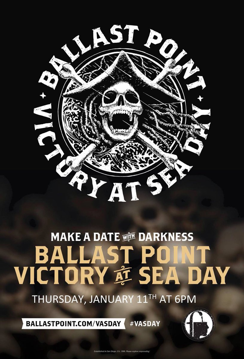fountainheadchi's tweet photo. Tonight “Make a Date with Darkness” by joining us & @BallastPoint for the tapping of their Victory at Sea variants! Come try this award-winning imperial porter including a Fountainhead exclusive firkin of Victory at Sea White Russian! ☠️ #vasday #beerlover #ballastpoint https://t.co/6ZT1jxdhlg