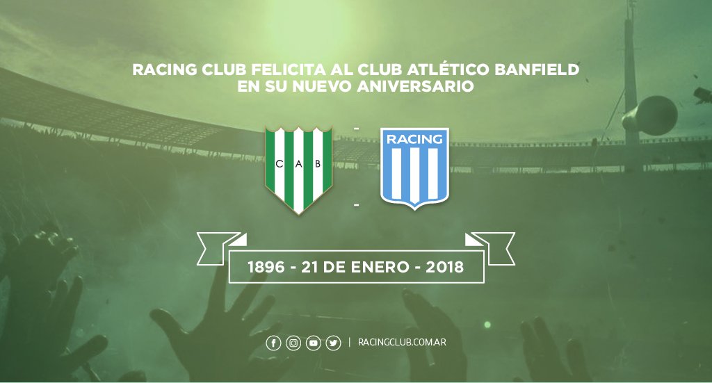Racing Club (@RacingClub) on Twitter photo 22/01/2018 14:23:10 ¡Feliz cumpleaños, @CAB_oficial! ???? ???????? ¡Feliz cumpleaños, @CAB_oficial! ???? ????????
