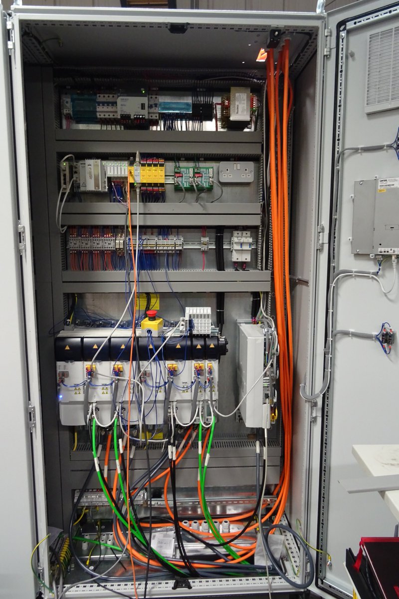 optimacs's tweet photo. @optimacs pre-site FAT this servo drives panel using hardware from @Lenze_Gruppe before installation on a SHM Variquik #printing press. With i700 / 9400 Highline drives &amp; safety from @SICK_de to comply with #PUWER &amp; #iso13849 it's high-performance with safety at the forefront https://t.co/K06VmkexZy