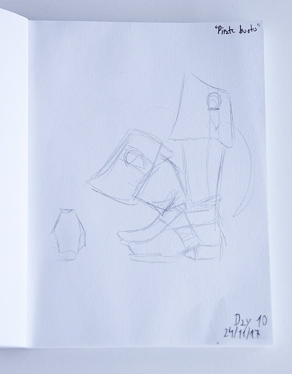 BlueGreenDay96's tweet photo. Day 10; Pirate boots! Oooh this one was a delight, had a reference image because who the hell knows how to draw these babies am I right??? Love pirates, love their boots! <3 #lilsketchbookchallenge #dailydrawing #pampd https://t.co/jkhM4gE4Hg