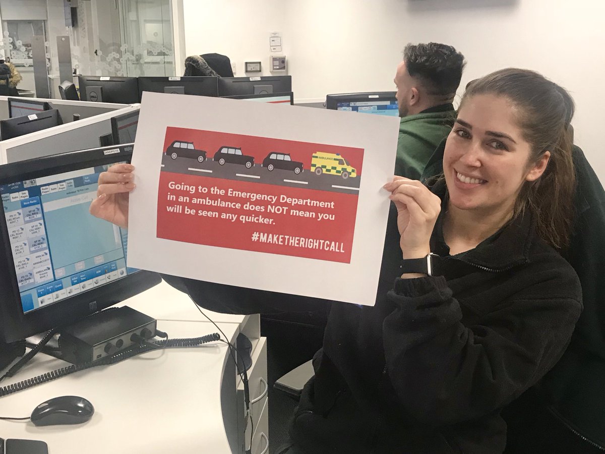 NWAmbulance's tweet photo. Car, bus, train, taxi, scooter, piggy back, ambulance. The queue at A&amp;E is exactly the same no matter how you get there. Please keep us free for life-threatening emergencies #MakeTheRightCall https://t.co/colsztLFL3