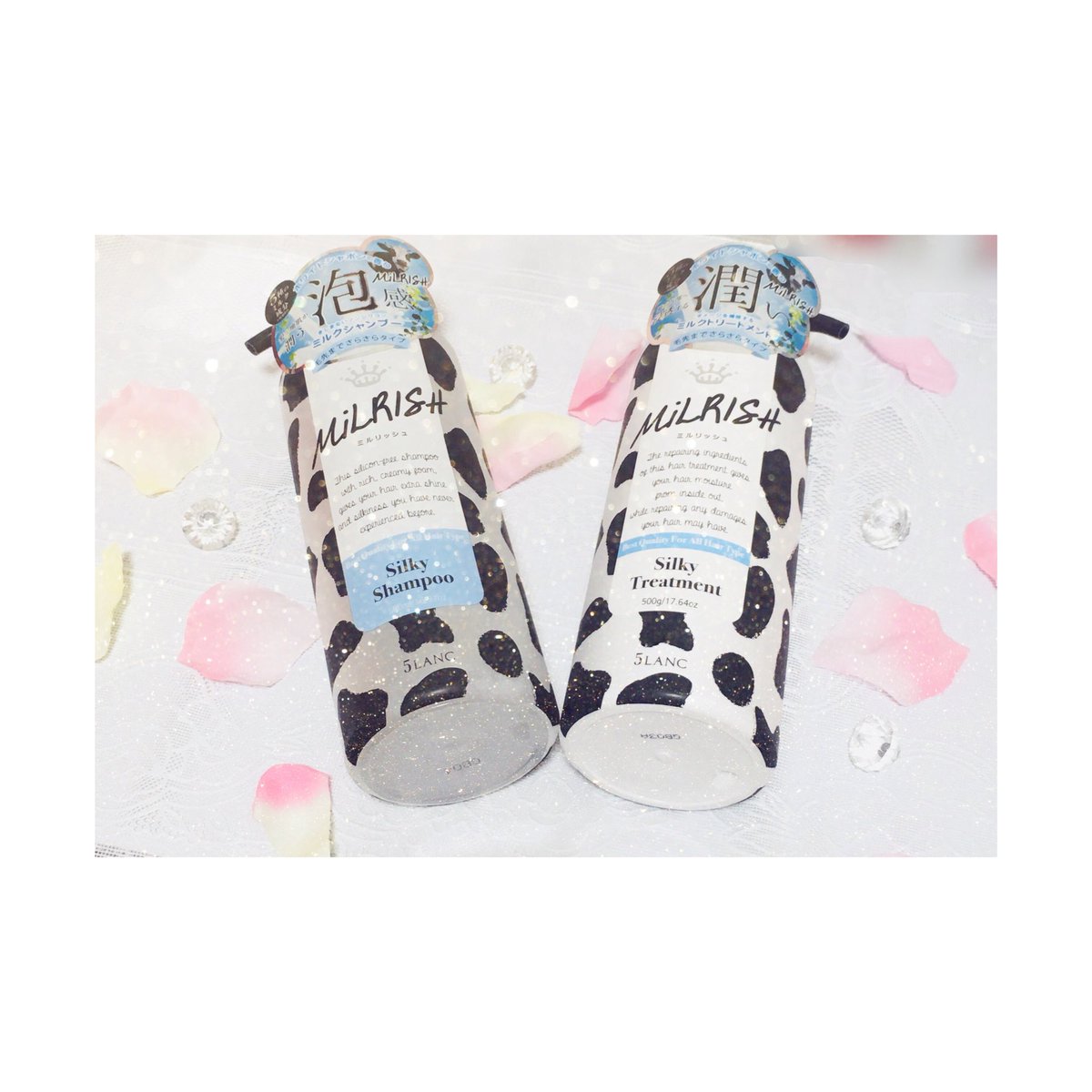 _tmmilk's tweet photo. #ミルリッシュ 🍼✨
地肌に優しい植物系成分が7種類も入っている、ノンシリコンシャンプー です👼
泡立ちが良く、ホワイトシャボンの優しくてさわやかな香りが素敵〜🌸
牛柄🐄のパッケージもかわいい🐮💘
髪にもお財布にも優しい
とてもオススメ���シャンプーです🍀
#MiLRISH #5LANC #第2広報室 https://t.co/XliJDpVQxE