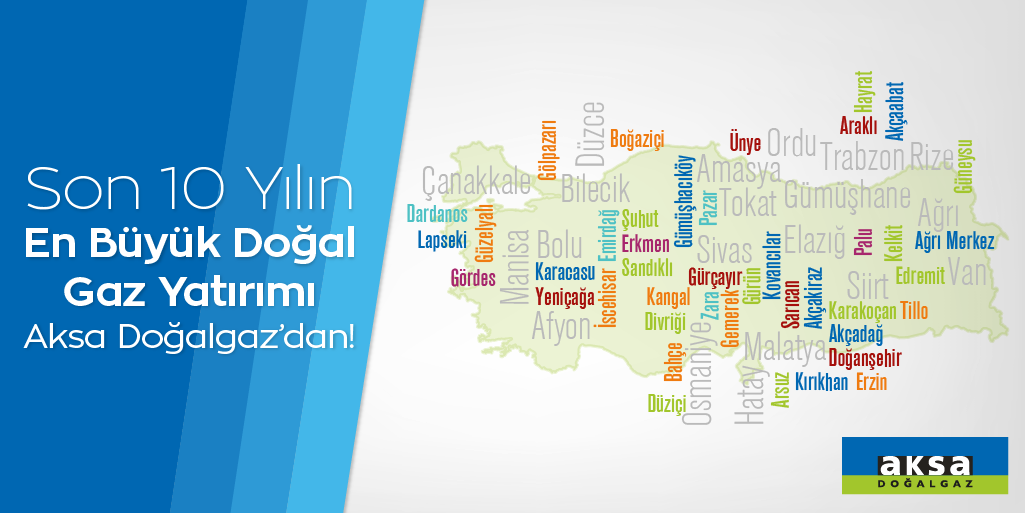 DOGALGAZAKSA's tweet photo. 2017 yılında 42 ilçemiz ve beldemiz daha Aksa Doğalgaz farkıyla hesaplı, güvenli ve konforlu enerji doğal gaza kavuştu. 
#ŞehirlerDoğalGazlaNefesAlıyor #herilçeyedoğalgaz #doğalgaz https://t.co/Xt3jLaJjKY