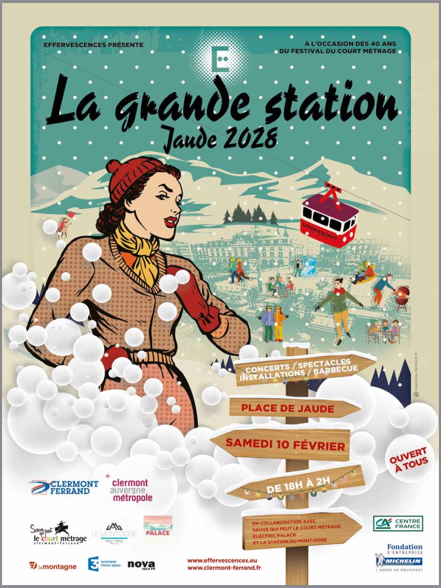 olivierbianchi1's tweet photo. Pour l’occasion, venez célébrer la 40ème édition du Festival International du Court Métrage avec Electric Palace et la station de ski du Mont Dore.

En 2018, #Effervescences se déploie autour d’un sujet fort : Clermont-Ferrand ville accueillante! https://t.co/DefbYxyJCC