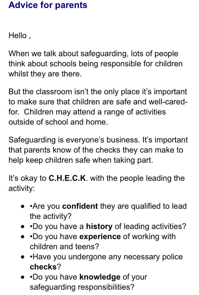 <a href="/PottsActiveKids/">PotteriesActiveKids</a> here is some guidance from <a href="/StaffsPolice/">Staffordshire Police</a> to do with  safeguarding. 
Can we get a RT?
It’s important not just to trust people on their say so but to #CHECK
#Letsgetbettertogether
