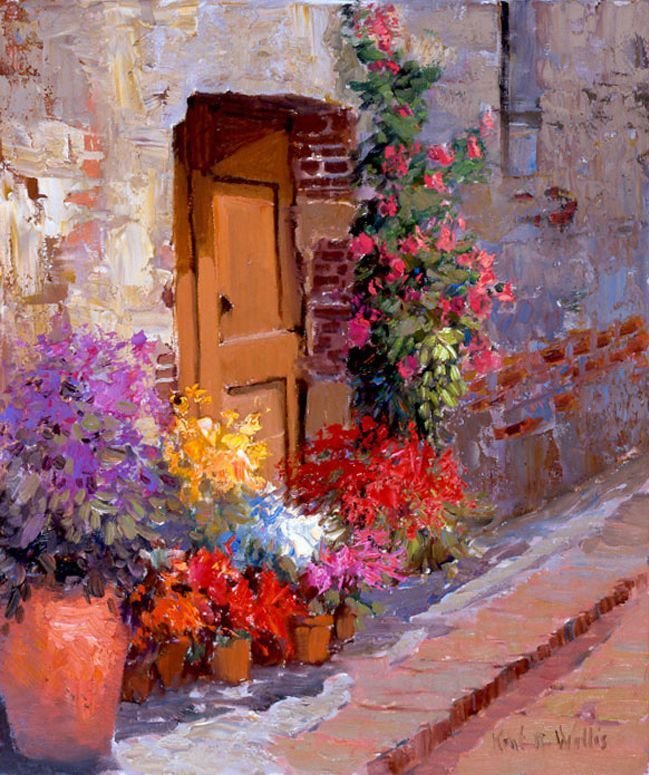 GabrielaLureti's tweet photo. 'Doorway Blossoms' by Kent R. Wallis #art https://t.co/KqoDyTzx8x